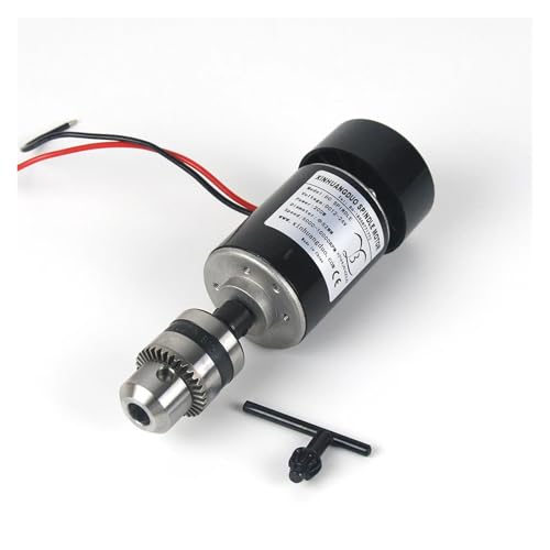 TIEOAXFT Luftgekühlter 0,2-kW-CNC-Spindelmotor, 200 W, 52-mm-Klemme, DC 24 V, Stromversorgungsregler, Impuls, DIY-CNC-Maschinenmotor, 10000 U/min, 280 mN.m(200W with Chuck) von TIEOAXFT