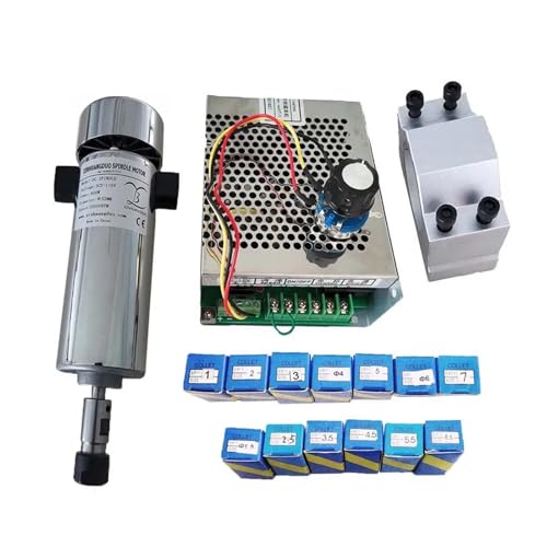TIEOAXFT Luftgekühlter 0,8 kW DC110/V 20000 U/min CNC-Spindelmotor-Kit ER11/Spannfutter 800 W Spindelmotor + Drehzahlregler der Stromversorgung for Gravieren(Package 6) von TIEOAXFT