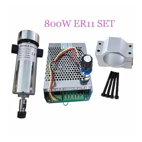 TIEOAXFT Luftgekühlter 0,8 kW DC110V 20000 U/min CNC-Spindelmotor-Kit ER11/Spannfutter 800 W Spindelmotor + Drehzahlregler der Stromversorgung for Gravieren(800W ER11 Set 3) von TIEOAXFT