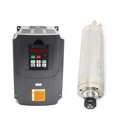 TIEOAXFT 【Wasserdicht】 CNC-Spindelmotor mit Wasserkühlung, 800 W, 1,5 kW, ER11, for Metall- und Holzbearbeitungsfräsmaschinen(with HY VFD) von TIEOAXFT
