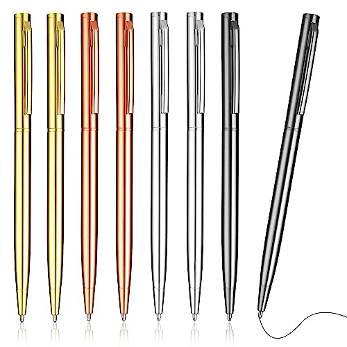 Kugelschreiber, 8PCS 1.0mm glattes Schreiben Kugelschreiber Punkt schwarzer Tinte Kugelschreiber schnell trocknend Schreibstift Kugelschreiber für Büro Schule liefert (Roségold+Gold+Grau+Silber) von TIESOME