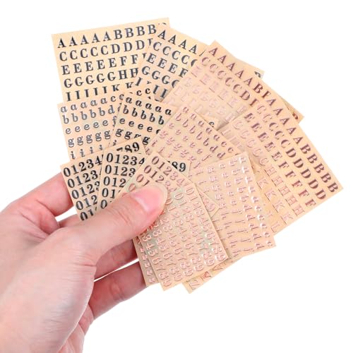 TIESOME 12 Blätter 1280 Stück Mini Alphabet Aufkleber, 4,5mm Glitzer Selbstklebende Buchstaben Aufnäher Gold Schwarz Silber Roségold für Epoxidharz Guss DIY Basteln Scrapbooking Nagel Tastatur von TIESOME
