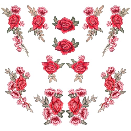 TIESOME 12 Stück Pfingstrosenblumen Aufnäher zum Aufbügeln, Bestickte Applikationen Florale Patches Florale Applikationen Zum Aufnähen Von Blumen Für Kleidung Jeans Jacken Taschen Hüte Diy Basteln TIESOME 12 Stück Pfingstrosenblumen Aufnäher zum Aufbügeln, Bestickte Applikationen Florale Patches Florale Applikationen Zum Aufnähen Von Blumen Für Kleidung Jeans Jacken Taschen Hüte Diy Basteln von TIESOME