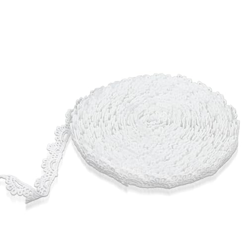 TIESOME 13.7 Meter Spitzenband Weiß Vintage, 1,4 cm Breit Milchseide Dekoband Zierband Spitzenborte Spitzenblumen für Nähen Handwerk Hochzeit Deko Geschenkbox Scrapbooking von TIESOME