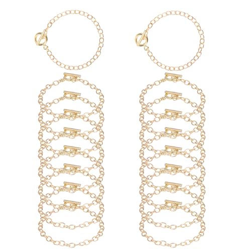 TIESOME 16 Stück Armbandketten zur Schmuckherstellung, Kettenarmbänder-Set mit OT-Schnalle, Kettenarmband für Männer und Frauen, DIY-Schmuck-Armbänder, Zubehör (Gold) von TIESOME