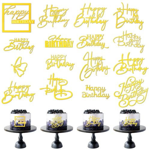 TIESOME 16 Stück Goldene „Happy Birthday“ Kuchenaufsätze, Goldene Spiegel Acryl Kucheneinsätze Happy Birthday Tortendeko Cupcake Topper Für Geburtstagspartys Kuchen Desserts Gebäck TIESOME 16 Stück Goldene „Happy Birthday“ Kuchenaufsätze, Goldene Spiegel Acryl Kucheneinsätze Happy Birthday Tortendeko Cupcake Topper Für Geburtstagspartys Kuchen Desserts Gebäck von TIESOME