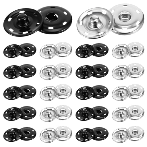 TIESOME 20 Sätze Annähen Druckknöpfe aus Metall, 2,5 cm Groß Snaps Druckknopf Schwarz Silber Druckknopf Nähen für Kleidern, Mantel, Handwerk, DIY, Handtasche TIESOME 20 Sätze Annähen Druckknöpfe aus Metall, 2,5 cm Groß Snaps Druckknopf Schwarz Silber Druckknopf Nähen für Kleidern, Mantel, Handwerk, DIY, Handtasche von TIESOME