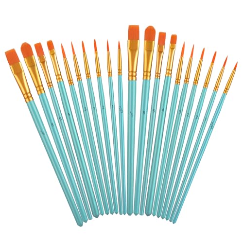 TIESOME 20 Stück Pinsel Set, Pinselset Acrylfarben Kleine Pinsel Set, 10 Verschiedene Größen für Künstler Erwachsene und Kinder Aquarell Stifte Modellbau Pinsel (Hellblau) von TIESOME