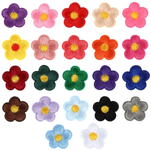 TIESOME 22 Stück Blumen Applikationen, Blume Bestickte Patches zum Aufbügeln Flicken zum Aufbügeln für Hut Jeans Jacken Rucksäcke DIY Zubehör Gänseblümchen Blume von TIESOME