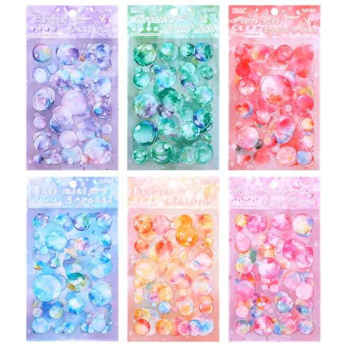 TIESOME 24 Blatt Aquarell Blasen Deko Aufkleber, Selbstklebend Kawaii Kpop Fotokarten Bastel Blasen Bastelaufkleber Für Scrapbook Journaling Diy Karten Alben Handyhüllen von TIESOME