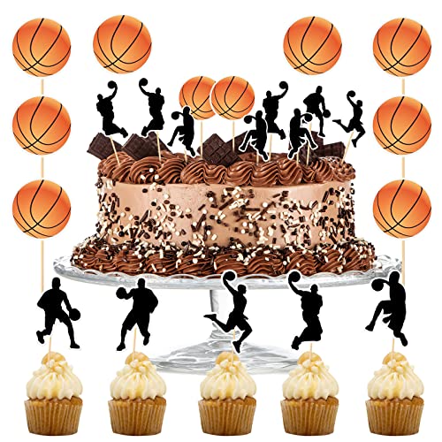 TIESOME 24 Stück Basketball Cupcake Toppers, NBA Star Sport Fan Basketball Backboard Cupcake Picks Baby Dusche Basketball Spieler Sport Thema Geburtstag Party Kuchen Dekorationen Zubehör von TIESOME