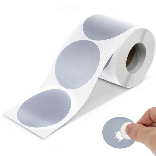 TIESOME 300 Stück Rubbelaufkleber, 5 cm Rubbellose Selber Machen Rubbel Etiknetten Runde Rubbellose Rubbelsticker Gold Scratch Sticker für Rubbelkarte Überraschung Hochzeit Party Spiele(Silber) von TIESOME