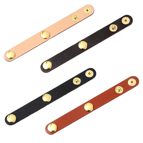 TIESOME 4 Paar Schnappschnallen aus Rindsleder, Eisenlegierung mit Druckknöpfen für Geldbörse, Geldbörse, Tragetasche, Jacke, Taschen, DIY Handwerk (4 Farben) von TIESOME