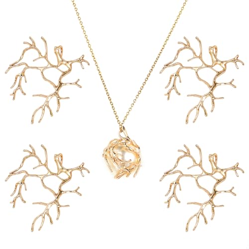 TIESOME 4 STK DIY Handgefertigten Rohlinge Prong Anhänger Einstellungen, Schmuck Rohlinge Claw Anhänger Tray, Metall Anhänger Charms für DIY Crafs Halskette Schmuck Machen (Gold) von TIESOME