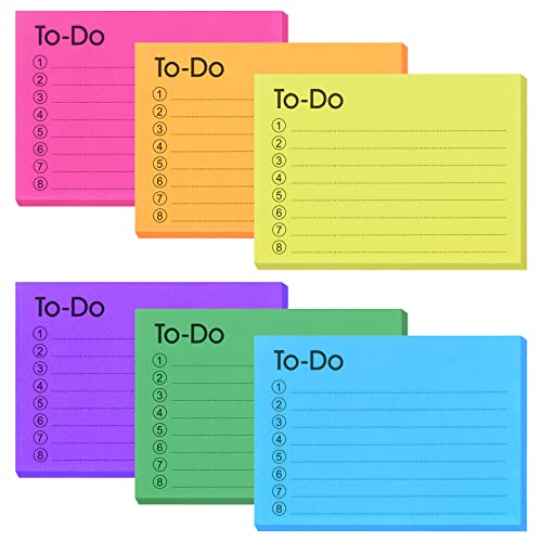 TIESOME 6 Pack to Do Liste Haftnotizen, 300 Blätter to Do selbstklebend zu tun Haftnotizen mit Linie, Farben selbstklebend Memo Haftnotizen Notizblock Bulk Home Office Schule Planer Reminder TIESOME 6 Pack to Do Liste Haftnotizen, 300 Blätter to Do selbstklebend zu tun Haftnotizen mit Linie, Farben selbstklebend Memo Haftnotizen Notizblock Bulk Home Office Schule Planer Reminder von TIESOME