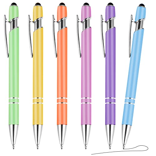 TIESOME 6er-Set Kugelschreiber mit Stylus-Spitze, 1 mm schwarze Tinte, feine Spitze, Stifte für Touchscreens, Metallstifte, 2-in-1-Kugelschreiber für Schul- und Bürobedarf von TIESOME