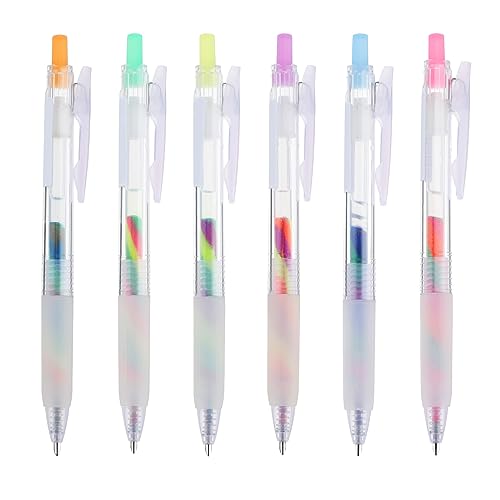 TIESOME 6 Stück Regenbogen Gelschreiber, Handschriftstift mit rotierendem Farbverlauf Kawaii-Kugelschreiber-Set mit für Kritzeln Scrapbooking Skizzieren Journaling Künstlerillustrieren 1mm (blinken) von TIESOME