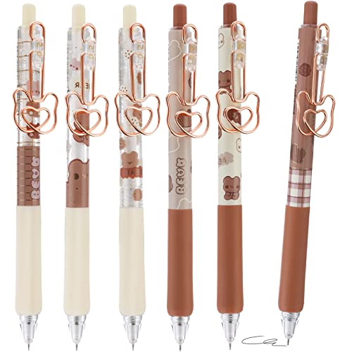 TIESOME 6 Stück niedlich Gel Pen, 0,5 mm Kawaii Bär Form Kugelschreiber schwarze Tinte glatt schreiben Stifte für Schule Büro Geschenkartikel von TIESOME