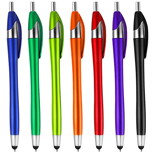 TIESOME 7pcs einziehbarer 2-in-1 Kugelschreiber Stylus-Stifte für Touchscreens kapazitiver Touchscreen mit Kugelschreiberspitze Schwarze Tinte Schreibstift Bürostift für Schule, Büro von TIESOME
