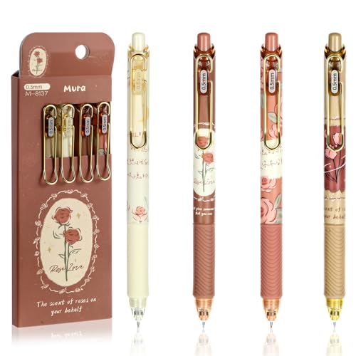 TIESOME 8 Stück Einziehbare Gelschreiber, 0,5 mm Schwarz Aesthetic Kugelschreiber Tintenstifte Rosenblütenmuster Gelschreiber Schöne Stifte Schreibstifte Gelstift für Büro Schule TIESOME 8 Stück Einziehbare Gelschreiber, 0,5 mm Schwarz Aesthetic Kugelschreiber Tintenstifte Rosenblütenmuster Gelschreiber Schöne Stifte Schreibstifte Gelstift für Büro Schule von TIESOME