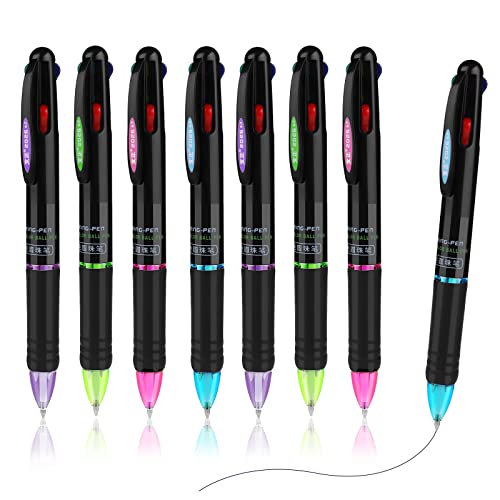 TIESOME Retractable Kugelschreiber, 8pcs Multicolor Stifte 4 Farben Tinte (Schwarz, Blau, Rot und Grün) Gel Ink Kugelschreibe Gel Ink Kugelschreiber für Büro Schulbedarf Studenten Kinder Geschenk von TIESOME