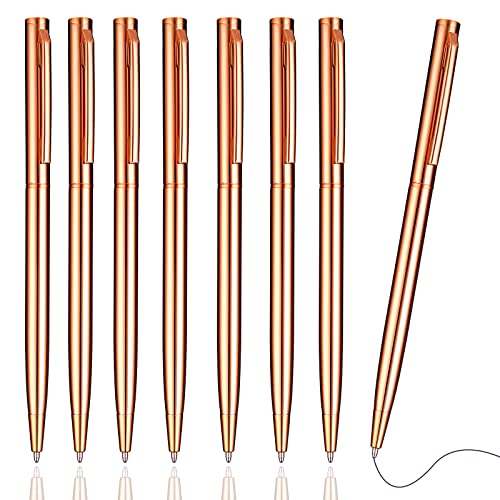 TIESOME 8pcs Slim Kugelschreiber, 1mm einziehbare schwarze Tinte Stifte Klick Kugelschreiber Gel Tinte Stiftfür Hochzeit Business Office Studenten Lehrer (Rose gold) von TIESOME