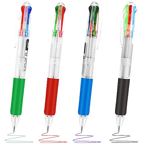 TIESOME Druckkugelschreiber, 4-in-1 Mehrfarbig Kugelschreiber Retractable Ball Point Pen 0.7mm Multicolor Tinte Stifte für Büro Schule Zubehör Studenten Geschenke Party Favors (4) von TIESOME