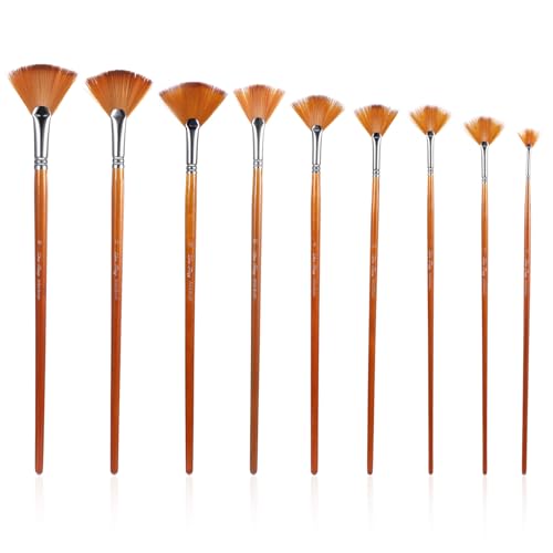 TIESOME Fächerpinsel-Set, professionelle Künstlerpinsel mit langen Holzgriffen, Fächerpinsel zum Malen, Anti-Haarausfall, Nylonhaar für Acryl, Aquarell, Öl und Glasur, Pinsel für Töpferei, 9 Stück TIESOME Fächerpinsel-Set, professionelle Künstlerpinsel mit langen Holzgriffen, Fächerpinsel zum Malen, Anti-Haarausfall, Nylonhaar für Acryl, Aquarell, Öl und Glasur, Pinsel für Töpferei, 9 Stück von TIESOME