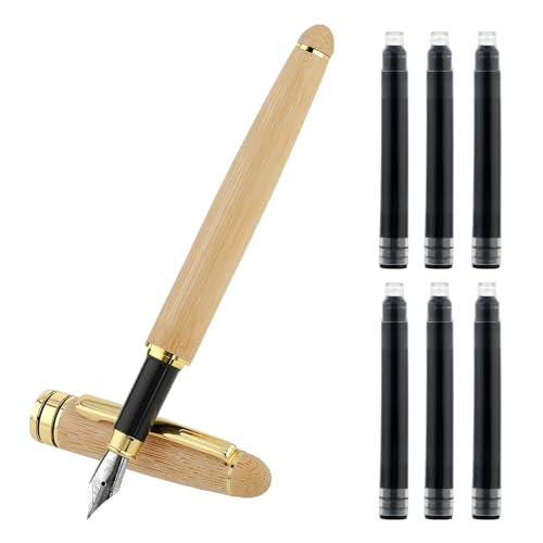 TIESOME Füllfederhalter aus Holz, Vintage Stil mit 6 Stück 2.6 mm Tintenpatronen Luxuriöser Füllfederhalter Mit 0.5mm Feiner Spitze für Geschenketui Journaling Kalligraphie TIESOME Füllfederhalter aus Holz, Vintage Stil mit 6 Stück 2.6 mm Tintenpatronen Luxuriöser Füllfederhalter Mit 0.5mm Feiner Spitze für Geschenketui Journaling Kalligraphie von TIESOME