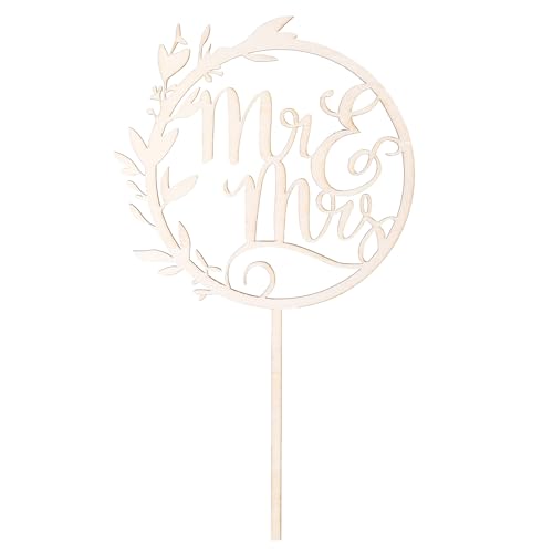 TIESOME Mr Mrs Deko Hochzeit aus Holz, Cake Topper Hochzeit Tortenaufsatz Rustikale Dekoration für Jahrestag Verlobung Brautparty von TIESOME