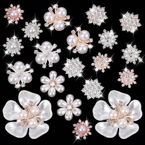 TIESOME Perlen-Blumenknöpfe, Vintage-Perlenbrosche für Schmuckherstellung, Legierung, Blumenanhänger, Strass-Knöpfe, Charm-Verzierungen für Schmuckherstellung, Kleidung, Taschen, Schuhe, Zubehör TIESOME Perlen-Blumenknöpfe, Vintage-Perlenbrosche für Schmuckherstellung, Legierung, Blumenanhänger, Strass-Knöpfe, Charm-Verzierungen für Schmuckherstellung, Kleidung, Taschen, Schuhe, Zubehör von TIESOME