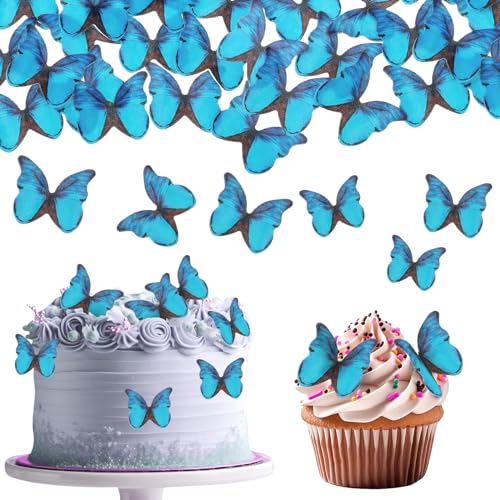 TIESOME Schmetterlinge Kuchen-Deckel, 48Stück Tortendeko Schmetterling,Schmetterlinge Torten Deko Torte Schmetterling Cupcake Topper für Geburtstagsfeiern Hochzeit Babyparty Jubiläum (grün) von TIESOME