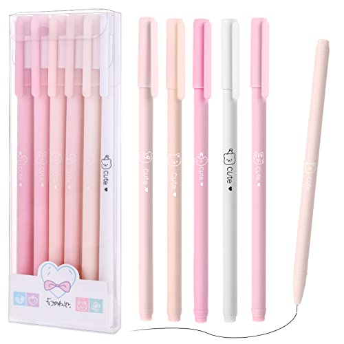 TIESOME Schwarzer Gel-Stift, 6 Pack schnell trocknende Tinte Kugelschreiber 0,5 mm feine Spitze Stift flüssige Tinte Rollerball Pen für Erwachsene Kinder schreiben Schule Büro Geschenkartikel (Rosa) von TIESOME