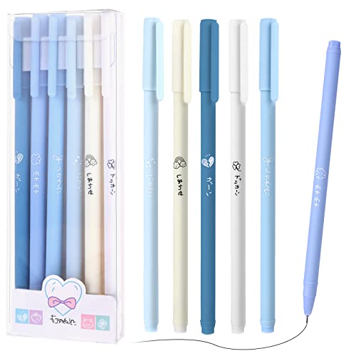 TIESOME Schwarzer Gel-Stift, 6 Pack schnell trocknende Tinte Kugelschreiber 0,5 mm feine Spitze Stift flüssige Tinte Rollerball Pen für Erwachsene Kinder schreiben Schule Büro Geschenkartikel (Blau) von TIESOME