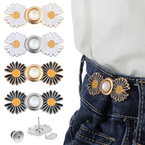 TIESOME 4 Set Hosen Enger Machen Clip, Jean Knopfnadeln, Verstellbare Nagelfreie Taillenschnallen Taillenschnallenverlängerung Nähfreiknopf Button Pins Hosenknopf Zum Enger Machen für Hosen Jeans TIESOME 4 Set Hosen Enger Machen Clip, Jean Knopfnadeln, Verstellbare Nagelfreie Taillenschnallen Taillenschnallenverlängerung Nähfreiknopf Button Pins Hosenknopf Zum Enger Machen für Hosen Jeans von TIESOME