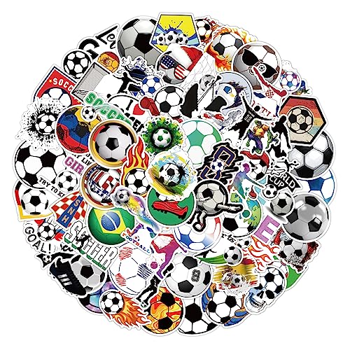 TIESOME Wasserdichte Fußball Aufkleber, Vinyl Fußball Sport Aufkleber Wasserflaschen Aufkleber ästhetisch trendige Aufkleber Fußball Geschenke für Laptop Computer Scrapbooking (100 Stück) von TIESOME