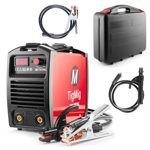 TIGMIG Inverter-Schweißgerät MMA (elektrod), bis 160 A, Modell TM170PVC, mit LIFT TIG-Funktion, mit PVC-Koffer für den Transport, inklusive Zubehör, Garantie und Support in Italien von TIGMIG