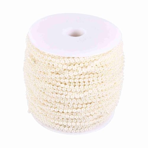 Perlenschnur, 50m Roll 3mm Perle Band Perlenstränge Angellinie Perlen Saitenperlen Kette Girlande Hochzeitsdekoration Mittelstücke (Beige) von TIKATARER