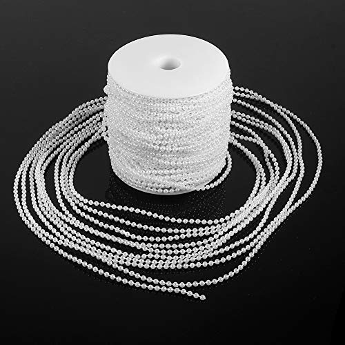 Perlenschnur, 50m Roll 3mm Perle Band Perlenstränge Angellinie Perlen Saitenperlen Kette Girlande Hochzeitsdekoration Mittelstücke (WHITE) von TIKATARER
