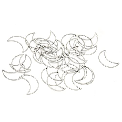 TIKATARER 30 Pcs Offene Lünetten, Offene Lünette DIY Hollow Frame Metall Open Ledel Anhänger 30pcs Mondform Schmucklünette für Harzschmuck für Harzfahrzeuge (Mond geformt Groß* 30) von TIKATARER