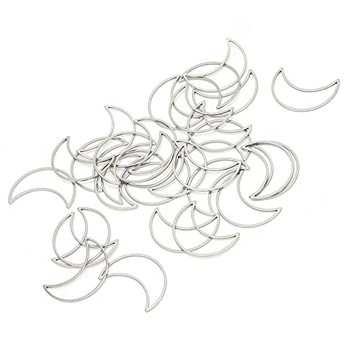 TIKATARER 30 Pcs Offene Lünetten, Offene Lünette DIY Hollow Frame Metall Open Ledel Anhänger 30pcs Mondform Schmucklünette für Harzschmuck für Harzfahrzeuge (Mond geformt Klein * 30) von TIKATARER