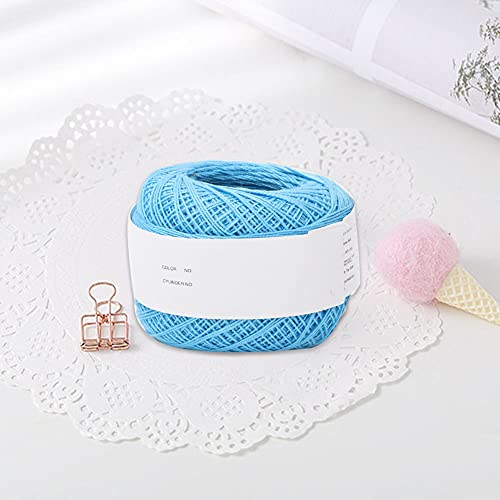 TIKATARER Baumwollfaden, Spitze Baumwollgarn Farbenfrohe Perle Baumwollfadenspitzengarn Zum Stricken von Baumwoll -Strickfadenkugel (6611 Sky Blue) von TIKATARER