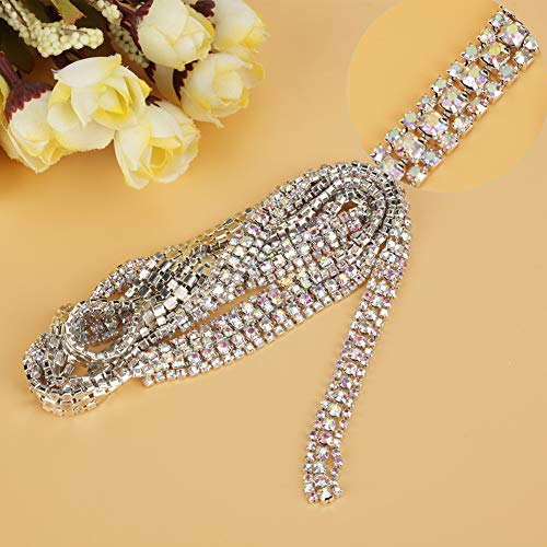 TIKATARER Diamantband, Netzstrisssteine Mesh Wrap Roll DIY 3 Zeilen Mesh Wrap Rollenkristall Strassburdedekoration (Silber AB1 -Größe) von TIKATARER
