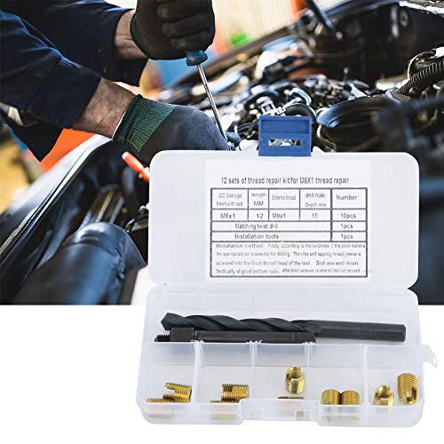 TIKATARER Gewindeeinsätze für Metall, Reparatur -Reparatur Kit Selbstgewinde Einsatz Twist Bohrung 12pcs M6x1 von Gewinde Kit Bolzengewinde Installationsinstrument TIKATARER Gewindeeinsätze für Metall, Reparatur -Reparatur Kit Selbstgewinde Einsatz Twist Bohrung 12pcs M6x1 von Gewinde Kit Bolzengewinde Installationsinstrument von TIKATARER