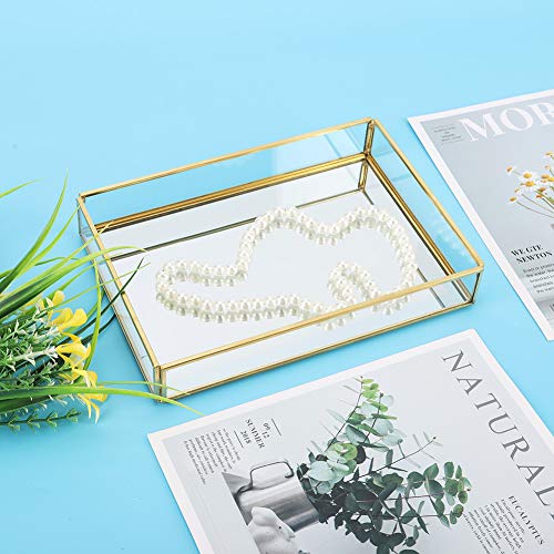 TIKATARER Glasbox, Goldene Schmuckschatulle, Rechteckige Schmuckschatulle, Schnapsglas-Vitrine, Vintage-Glas-Schmuck-Organizer, Heimdekoration, Akzent, Roségoldenes Glas, Dekorative Box TIKATARER Glasbox, Goldene Schmuckschatulle, Rechteckige Schmuckschatulle, Schnapsglas-Vitrine, Vintage-Glas-Schmuck-Organizer, Heimdekoration, Akzent, Roségoldenes Glas, Dekorative Box von TIKATARER