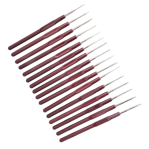 TIKATARER Häkelhaken Set, 16pcs Häkelhakennadel -Kunststoffgriff Ultra Feine Spitze Häkelhaken Set Edelstahl Stricknadel -Nähwerkzeug von TIKATARER