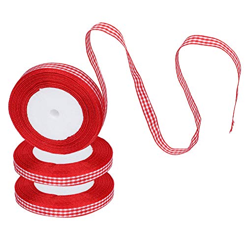 TIKATARER Plaidband, Rotes Gingham Ribbon DIY Bowknothandwerk Weihnachten 3pcs Checked Ribbon 25yards Roll Rotes Plaidband Hochzeitstorte Verband 1 Cm TIKATARER Plaidband, Rotes Gingham Ribbon DIY Bowknothandwerk Weihnachten 3pcs Checked Ribbon 25yards Roll Rotes Plaidband Hochzeitstorte Verband 1 Cm von TIKATARER