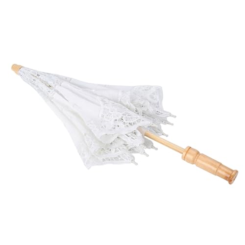 TIKATARER Spitzen Regenschirm, Blume Stickerei Parasol Spitze Parasol Vintage Hochzeit Brautschirm Regenschirm für Dekoration Foto Fotografie Dame Kostüm (L) von TIKATARER