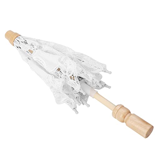 TIKATARER Spitzen Regenschirm, Blume Stickerei Parasol Spitze Parasol Vintage Hochzeit Brautschirm Regenschirm für Dekoration Foto Fotografie Dame Kostüm (S) von TIKATARER