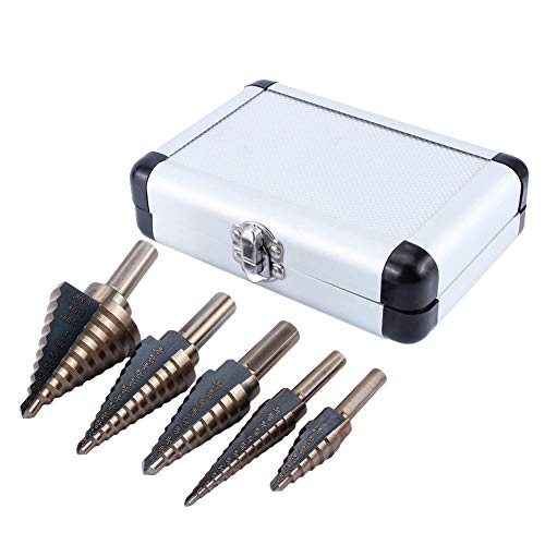 TIKATARER Stiefmaschinenbohrer, 5pcs Kobalt Beschichtetes HSS -Loch -Cutter -Werkzeugbohrer mit Aluminiumlagerung Multi -Size -Ti -Kegel -Stiefmaschinen -Bohrer für Stahlholz Kunststoff von TIKATARER
